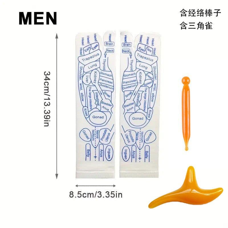 image-Cross-border Warp socks English acupuncture point socks meridian socks Chinese heritage massage socks spot