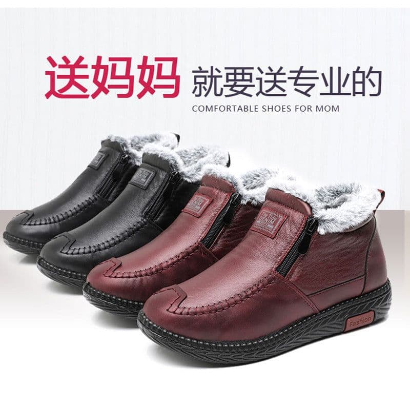 image-Women's Winter Cotton Shoes - Black Anti-Slip Warm