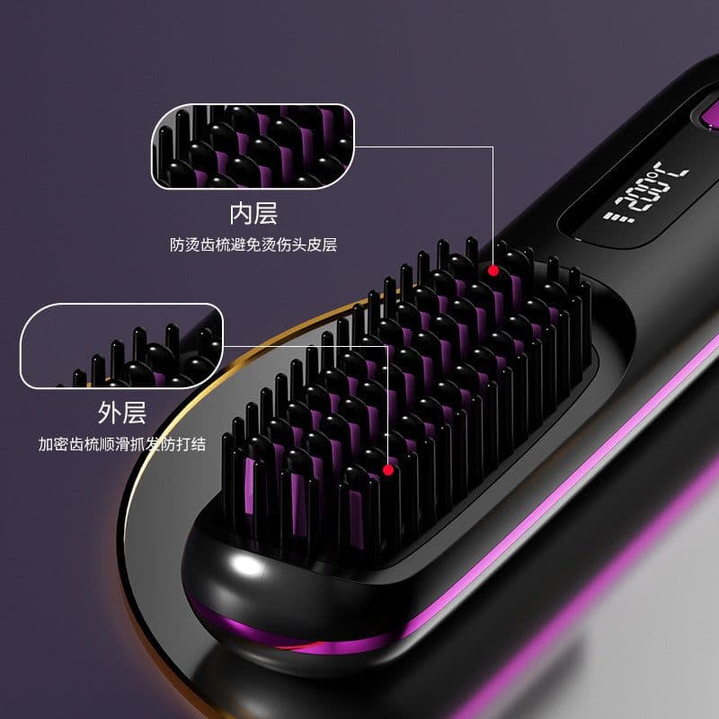 image-Xuandeli S7 Wireless Hair Straightener Comb - Ceramic LCD