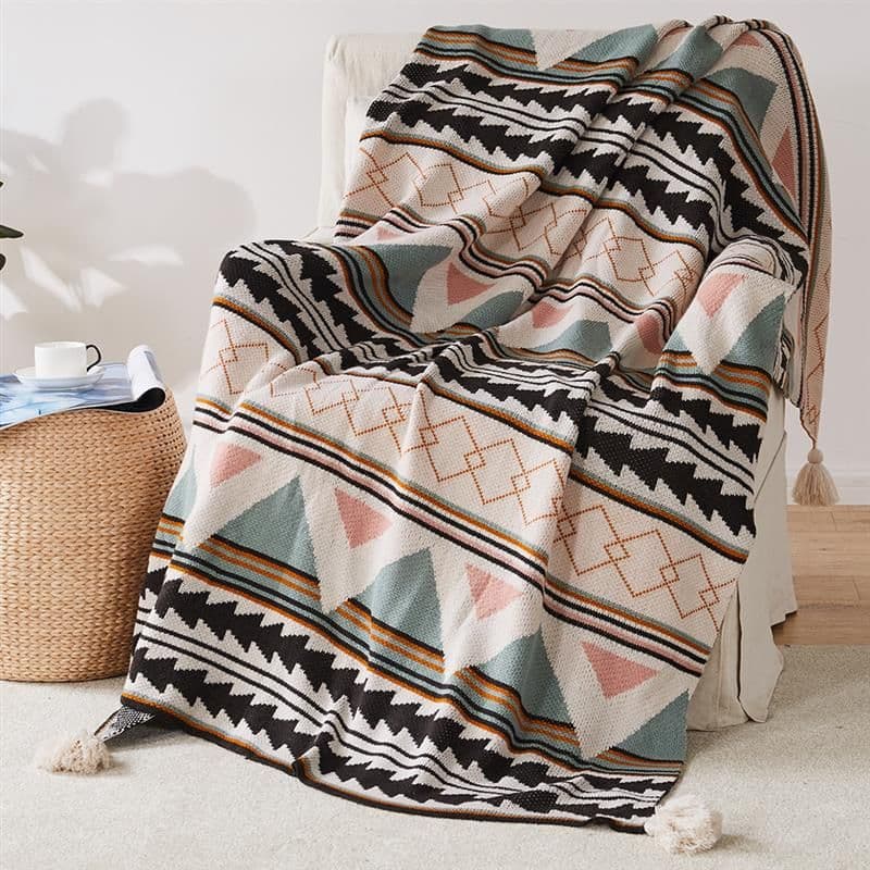 image-Meizuo Wool Blanket Bohemian Geometric 150x200cm