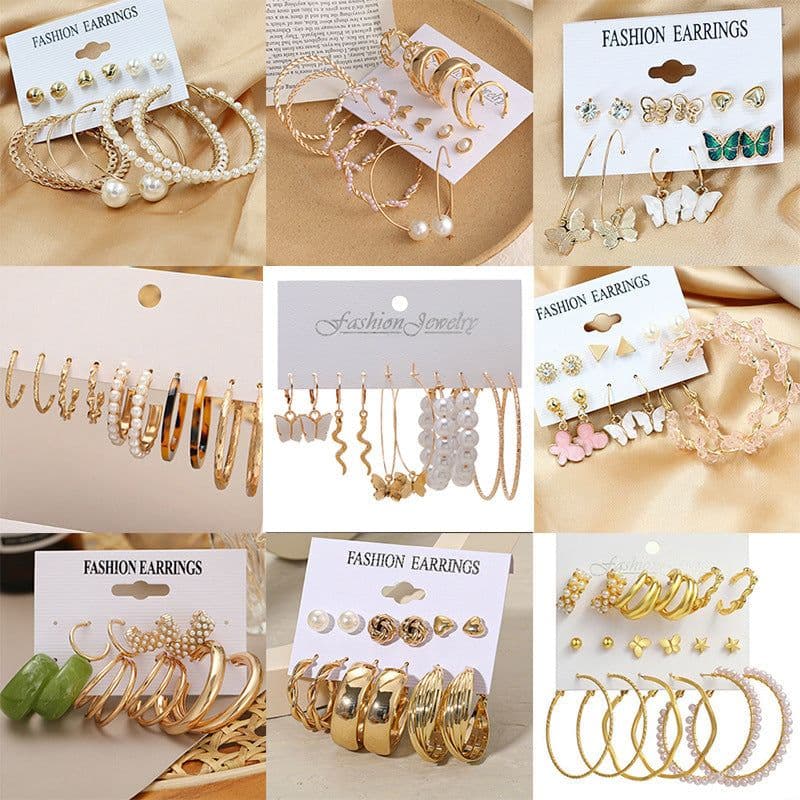 image-European and American cross-border earrings retro alloy butterfly snake earrings creative simple acrylic earrings set