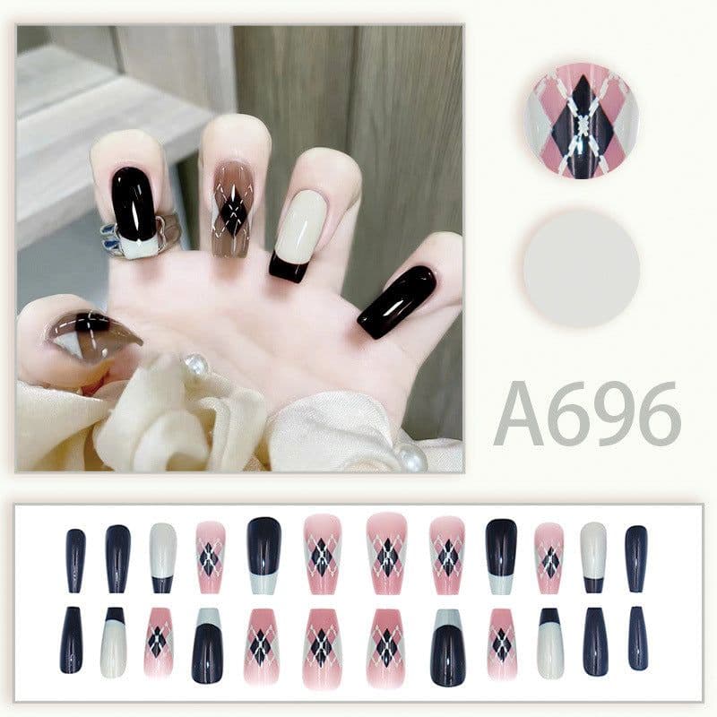 image-Autumn and winter gentle, sweet and pure desire INS style manicure wear nail polish girl whitening printed ice transparent fake nail polish