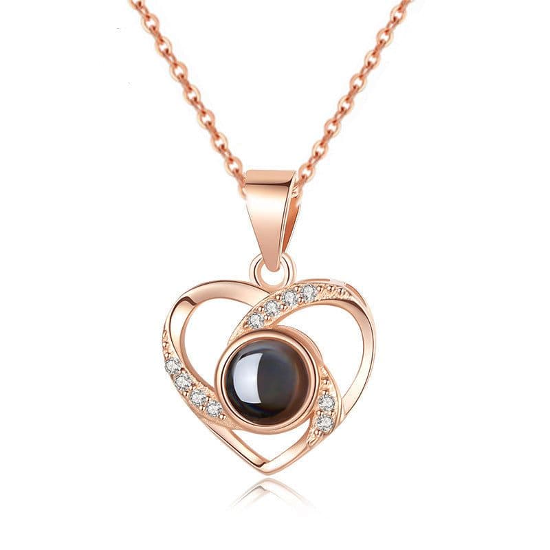 image-I Love You Projection Necklace - Titanium Steel Rose Gold
