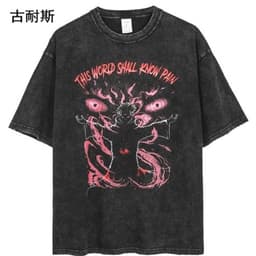image-Street Hip Hop Washed T-Shirts - Summer Cotton Couple Tops - Black/Multicolor