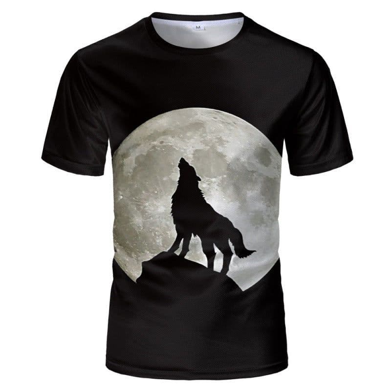 image-Wolf 3D Print T-Shirt - Black Short Sleeve