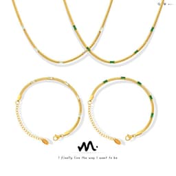 image-European and American celebrities ins style does not fade color inlaid zircon necklace personalized bracelet electroplating 18K gold fashionable jewelry set