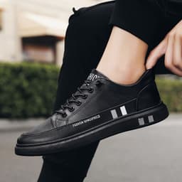 image-Men's Black Loafers - Casual Low Heel Shoes