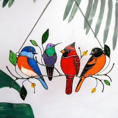 image-dripping oil seven bird pendant new multi-bird pendant painted window decoration alloy group bird bird pendant pendant
