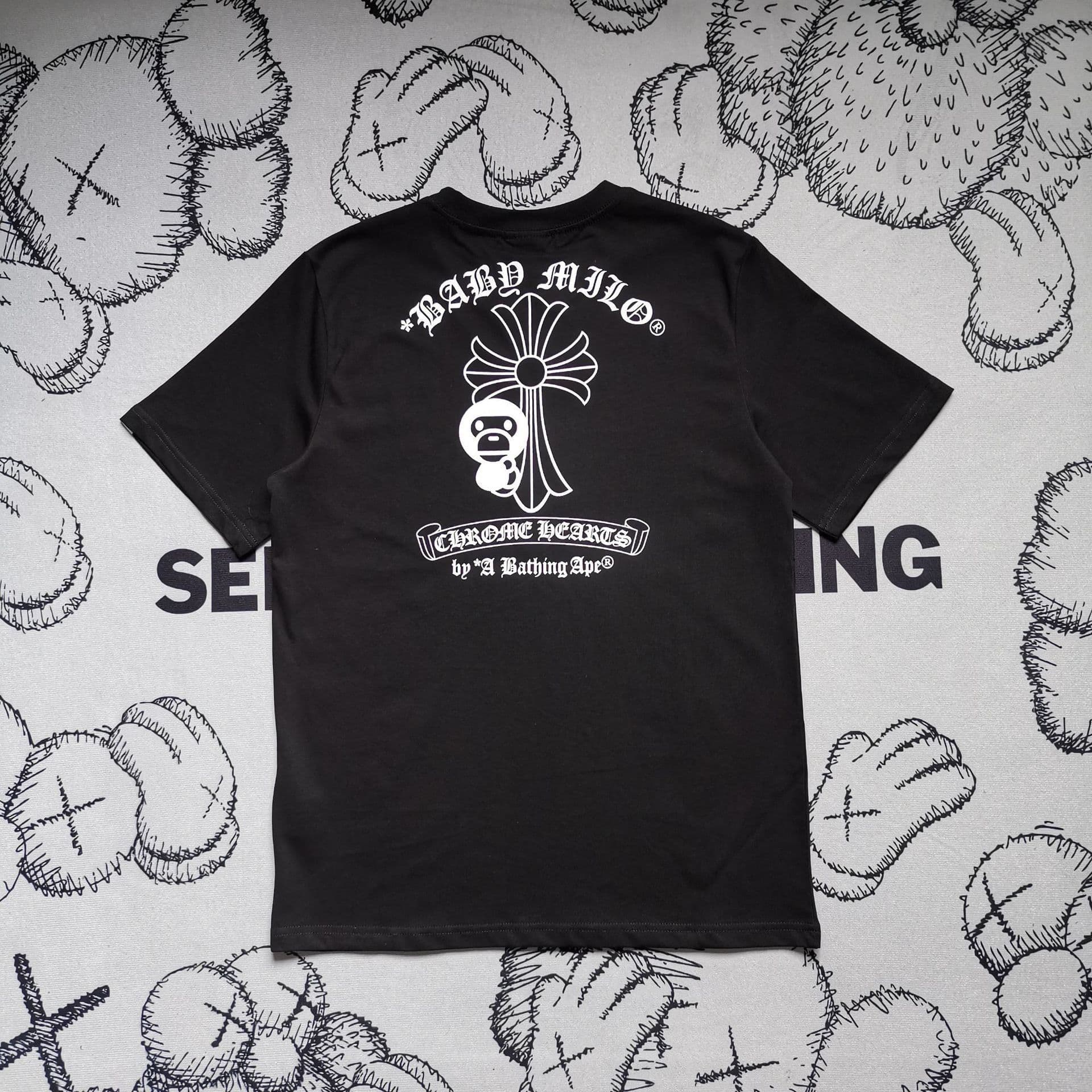 image-Men's Cotton T-Shirt - White Monkey Print Short Sleeve
