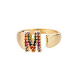 image-Retro Zirconia 26 Letter Adjustable Ring - Personalized Fashion Design