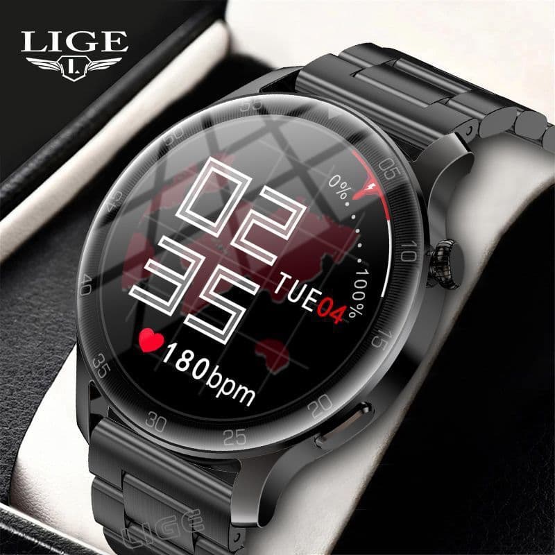 image-LIGE Bluetooth Smartwatch - Heart Rate, Blood Oxygen, Step & Sleep Monitor