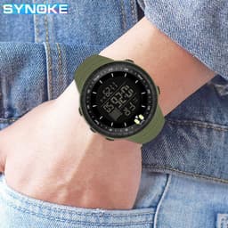 image-Men's Sports Watch - Army Green, 50m Waterproof, Luminous, Large Screen
