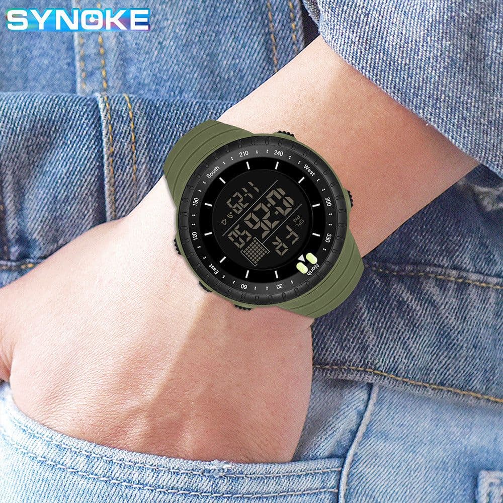 image-Men's Sports Watch - Army Green, 50m Waterproof, Luminous, Large Screen