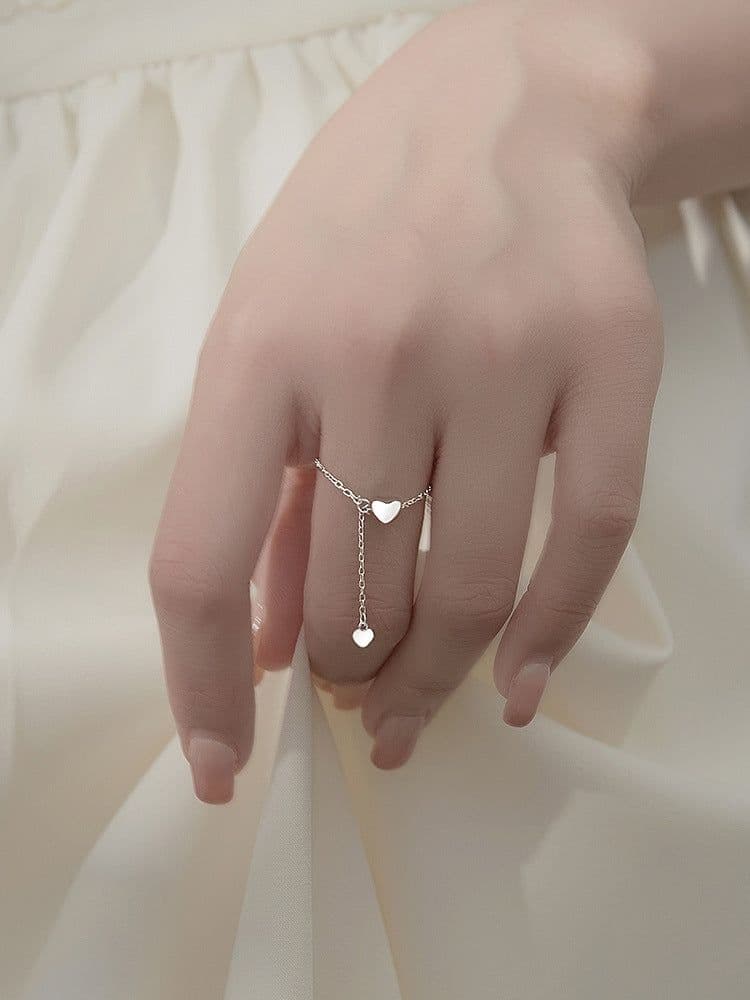 image-925 silver-plated love ring female ring adjustable index finger accessories joint ring tail ring fashion personality