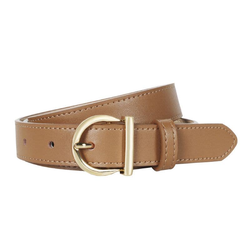 image-Women's Genuine Leather Belt - D Buckle Cowhide Jeans Belt