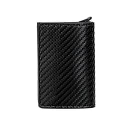 image-Amazon men's card bag straw mat pattern card holder men's business metal wallet aluminum alloy multi-card slot automatic card box