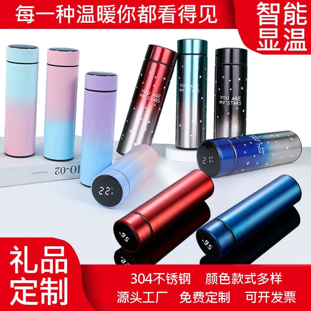 image-Smart Temperature Display Insulated Cup 304 Stainless Steel Water Bottle Gift