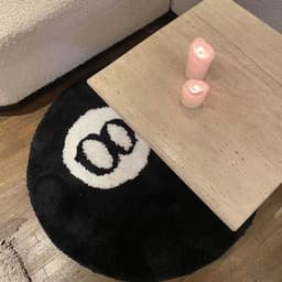 image-Simple Black Flocking Round Mat - Non-Slip
