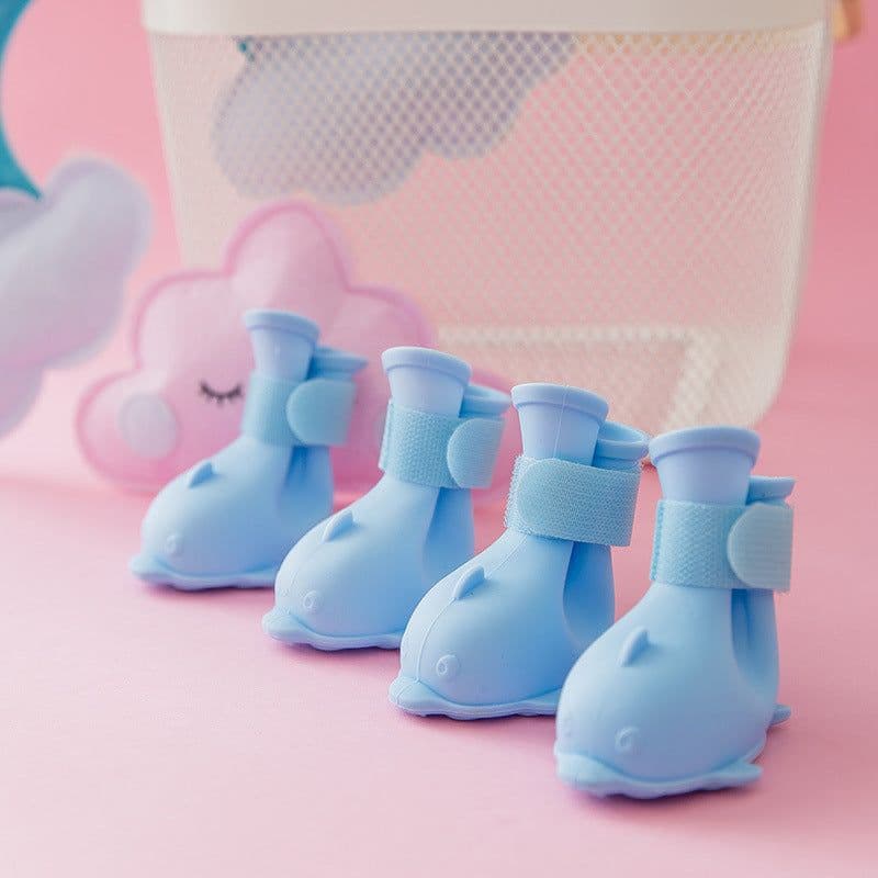 image-Dog Rain Boots Set of 4 - Waterproof Silicone Pet Shoes
