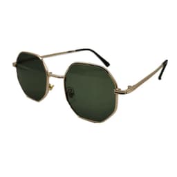 image-2022 Fashion Polygonal Metal Sunglasses Copper Alloy Frame Gold With Black Lenses Unisex Full Rim Party Style DB59