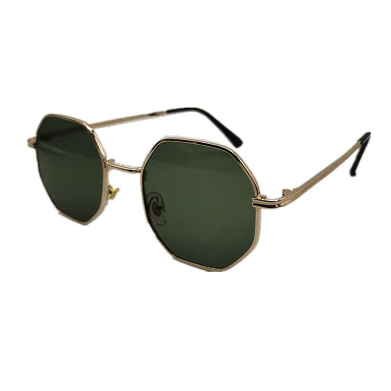 image-2022 Fashion Polygonal Metal Sunglasses Copper Alloy Frame Gold With Black Lenses Unisex Full Rim Party Style DB59
