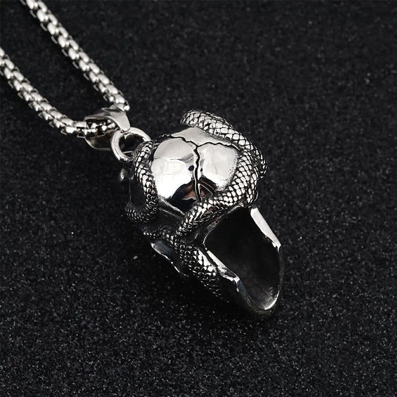 image-Titanium Steel Skull Snake Pendant Necklace