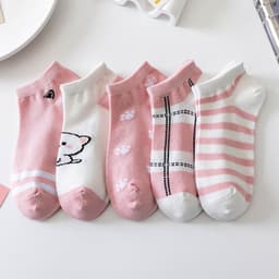 image-Socks women's socks shallow mouth spring and autumn cute Japanese cartoon brown bear summer thin invisible short boat socks women