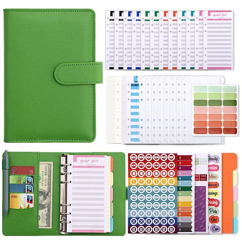 image-Macaron A6 Leather Notebook Budget Planner