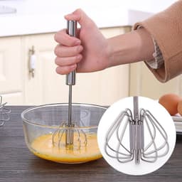 image-Stainless Steel Semi-Automatic Egg Beater - Handheld Whisk - Modern