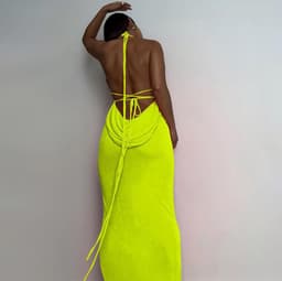 image-Summer Halter Neck Dress - A Line Long Skirt 2022 Elegant Temperament