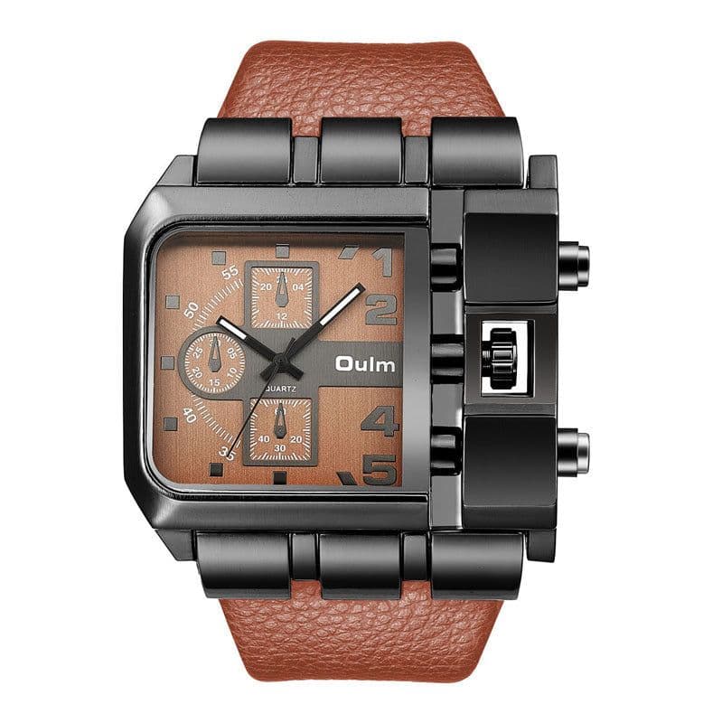 image-Oulm Quartz Men's Watch Square Brown HP3364