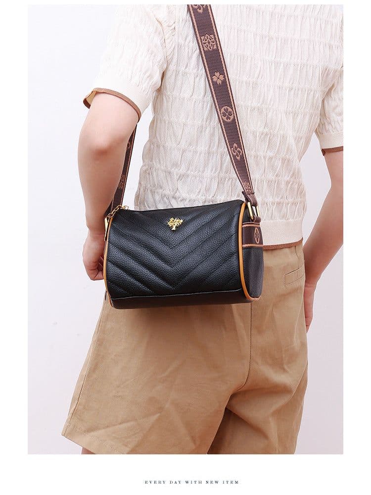 image-Genuine Leather Small Square Crossbody Bag - Green