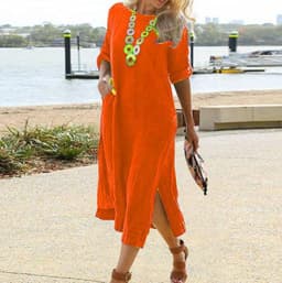 image-2023wish Amazon independent station new cotton and linen long dress women's clothing