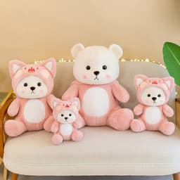 image-Little Bear Hug Strawberry Plush Toy - Teddy Bear Doll