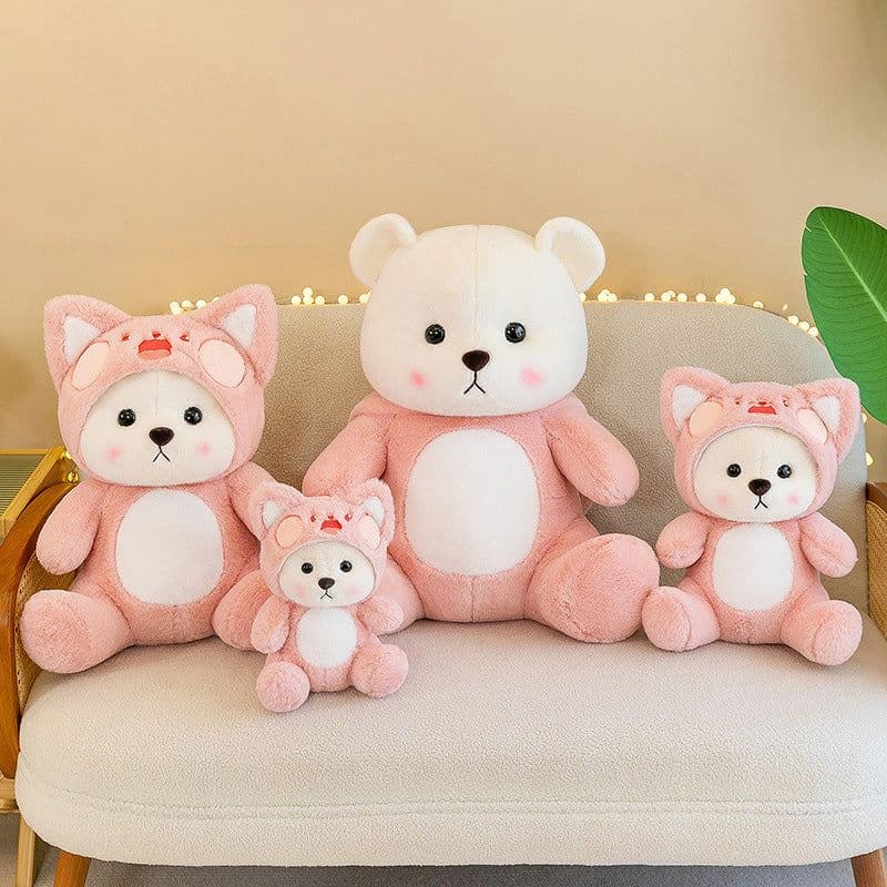 image-Little Bear Hug Strawberry Plush Toy - Teddy Bear Doll
