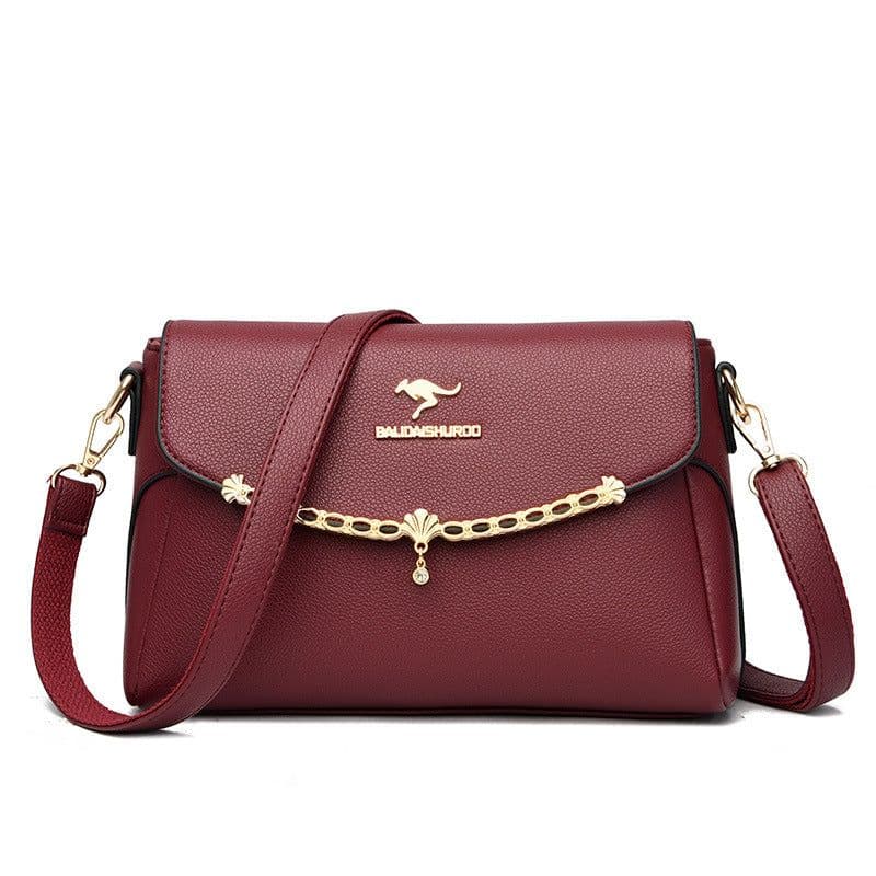 image-Women's Leather Shoulder Bag - Large Capacity