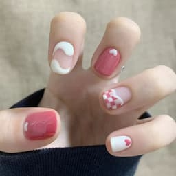 image-Summer fresh, sweet and cool style manicure, wearable nail pieces, French line blending, removable fake nail pieces, finished products wholesale