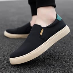 image-Men's Canvas Slip-On Casual Shoes - Size 48