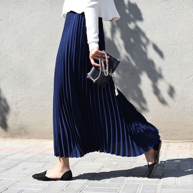 image-Lotte 2022 Ginger Yellow Midi Skirt, Large, Urban Style, Polyester Elastic Waist