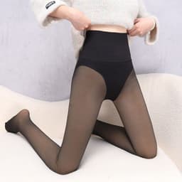 image-Black Nylon Pantyhose Plus Velvet - Medium Thickness
