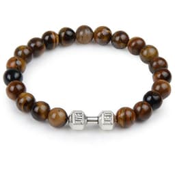 image-Volcanic Lava Dumbbell Bracelet Tiger Eye Blue Turquoise White Turquoise Bracelet Ladies and Men Jewelry Cross-border Hot Sale