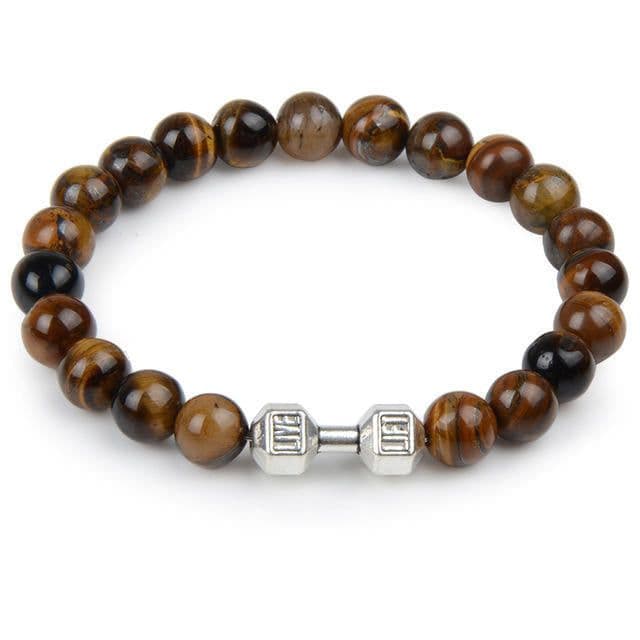 image-Volcanic Lava Dumbbell Bracelet Tiger Eye Blue Turquoise White Turquoise Bracelet Ladies and Men Jewelry Cross-border Hot Sale