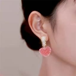 image-Heart-Shaped Stud Earrings - Women's Fresh Sweet