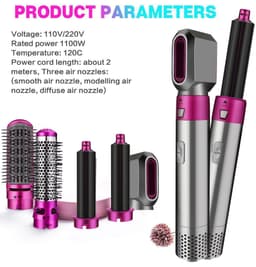 image-Curling iron five-in-one hot air comb hair comb automatic hair absorption styling comb curling stick straight hair comb hair dryer leafless