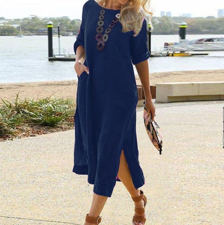 image-2023wish Amazon independent station new cotton and linen long dress women's clothing