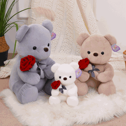 image-Manufacturers wholesale new rose teddy bear plush toys for girls Valentine's Day gift bear pillow doll