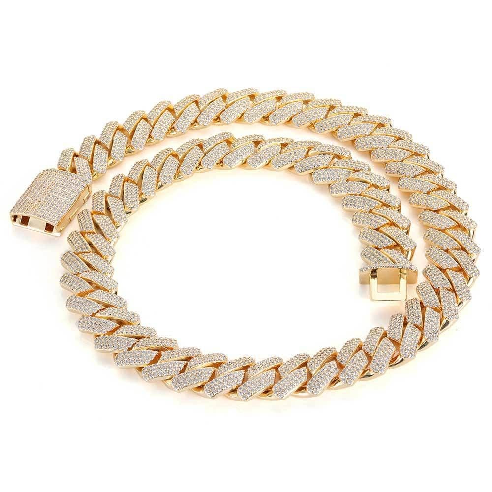 image-Europe and the United States 20mm diamond-studded hip-hop Cuban chain necklace HIPHOP street fashion full of zircon men's large gold chain