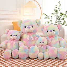 image-Colorful Large Plush Teddy Bear Doll - Hug Rainbow Bear Gift for Teens 14"