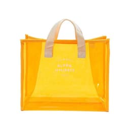 image-Cotton Talk PVC Beach Bag - Brown Travel Storage