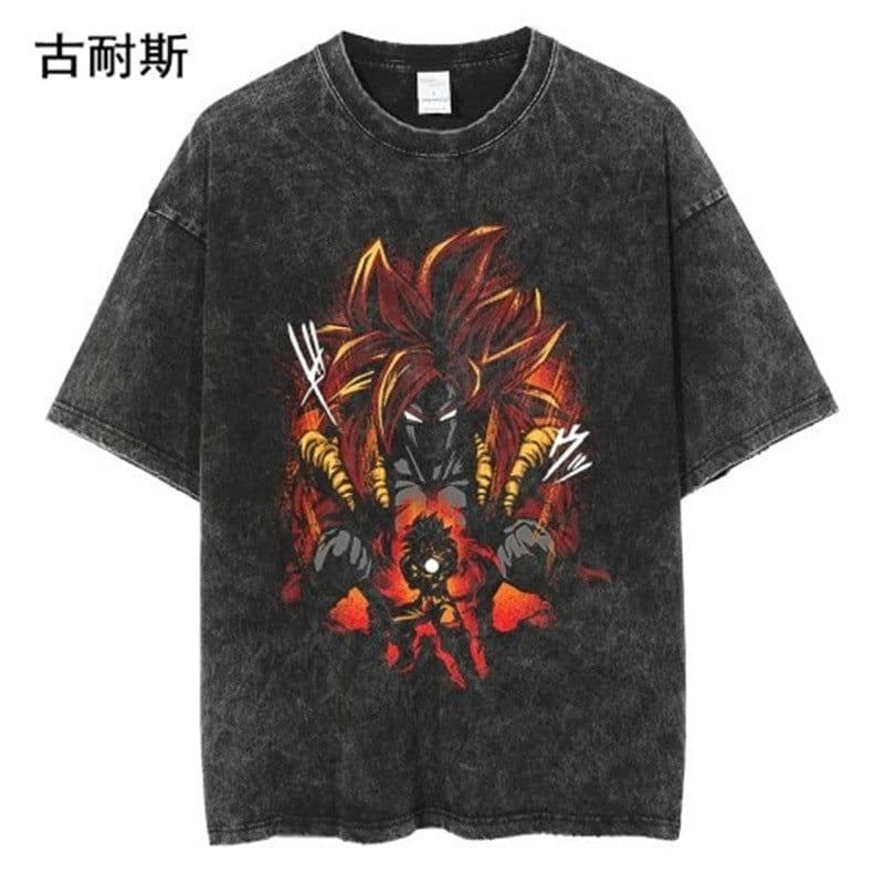 image-Men's Retro Short-Sleeve T-Shirt, Distressed Cotton, XXL, Street Hip Hop